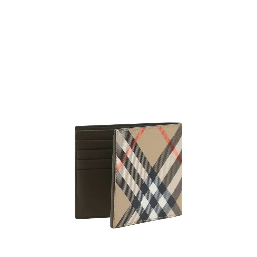 Burberry Check Wallet – Beige Leder en Canvas Burberry