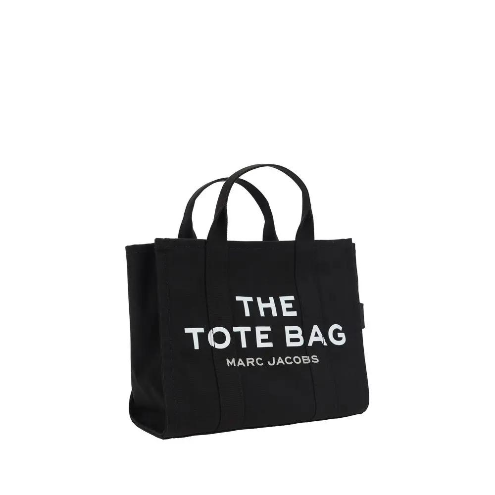 Marc Jacobs The Medium Tote Bag – Zwarte Katoen met Iconische Print Marc Jacobs