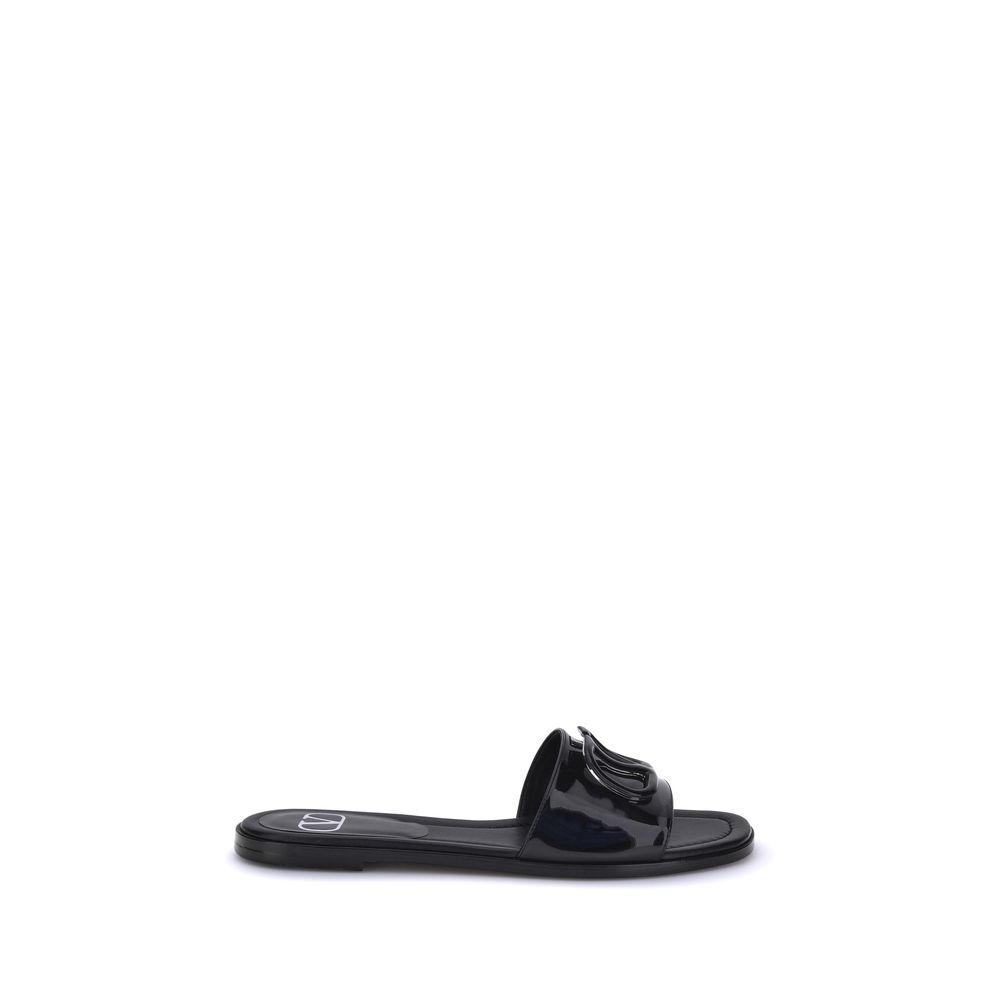 Valentino Garavani Black Calf Leather Bos Taurus Sandals Valentino Garavani