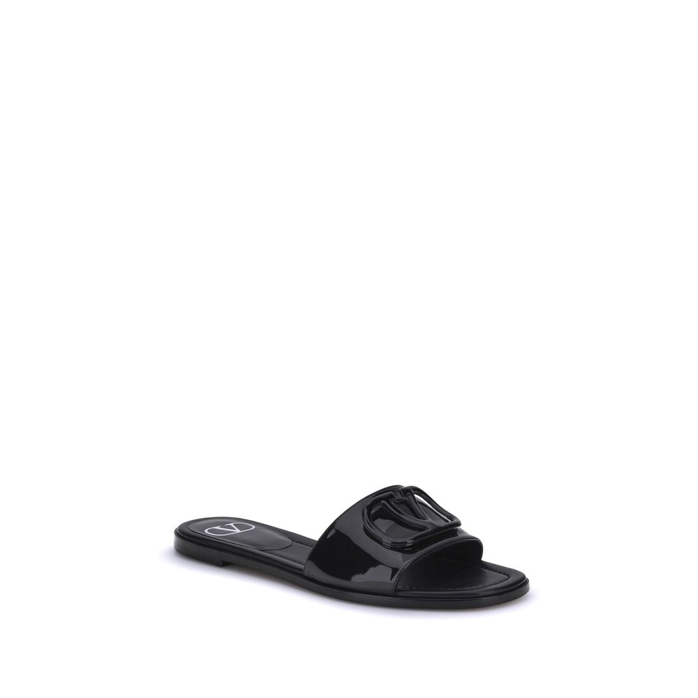 Valentino Garavani Black Calf Leather Bos Taurus Sandals Valentino Garavani