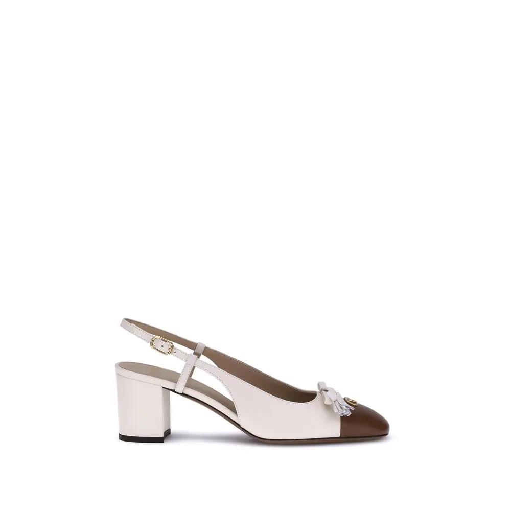 Valentino Garavani White Calf Leather Bos Taurus Mid Heel Pumps Valentino Garavani