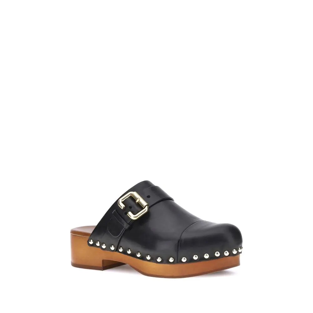 Chloé Jeannette Mules – Kalfsleder met Houten Zool en Gouden Studs | Maison Martin Chloé