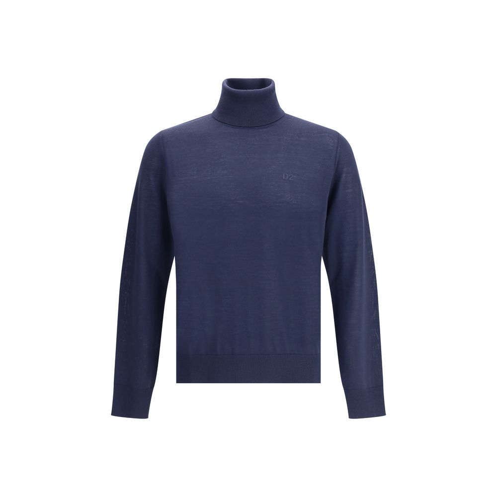 Dsquared² Blue Fleece Wool Turtleneck Dsquared²
