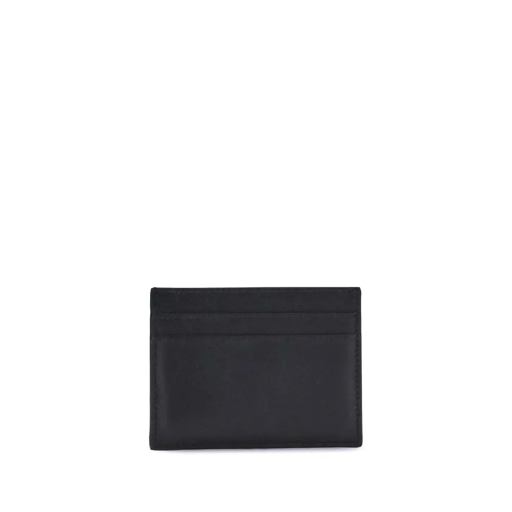 Balenciaga Monaco Black Calfskin Card Holder with Gold Logo Plaque Balenciaga