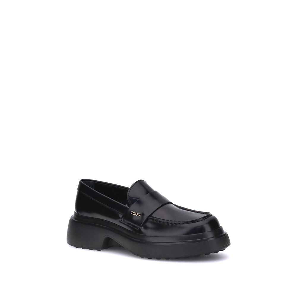 Tod's Black Rubber Platform Loafers Tod's