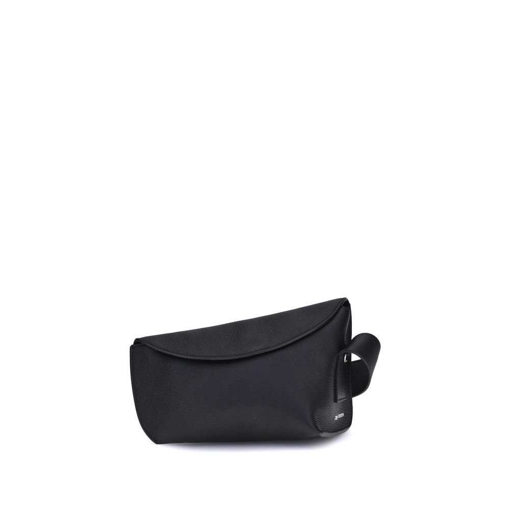 Alexander McQueen Black Calfskin Sling T-Bar Shoulder Bag with Silver Buckle Alexander McQueen