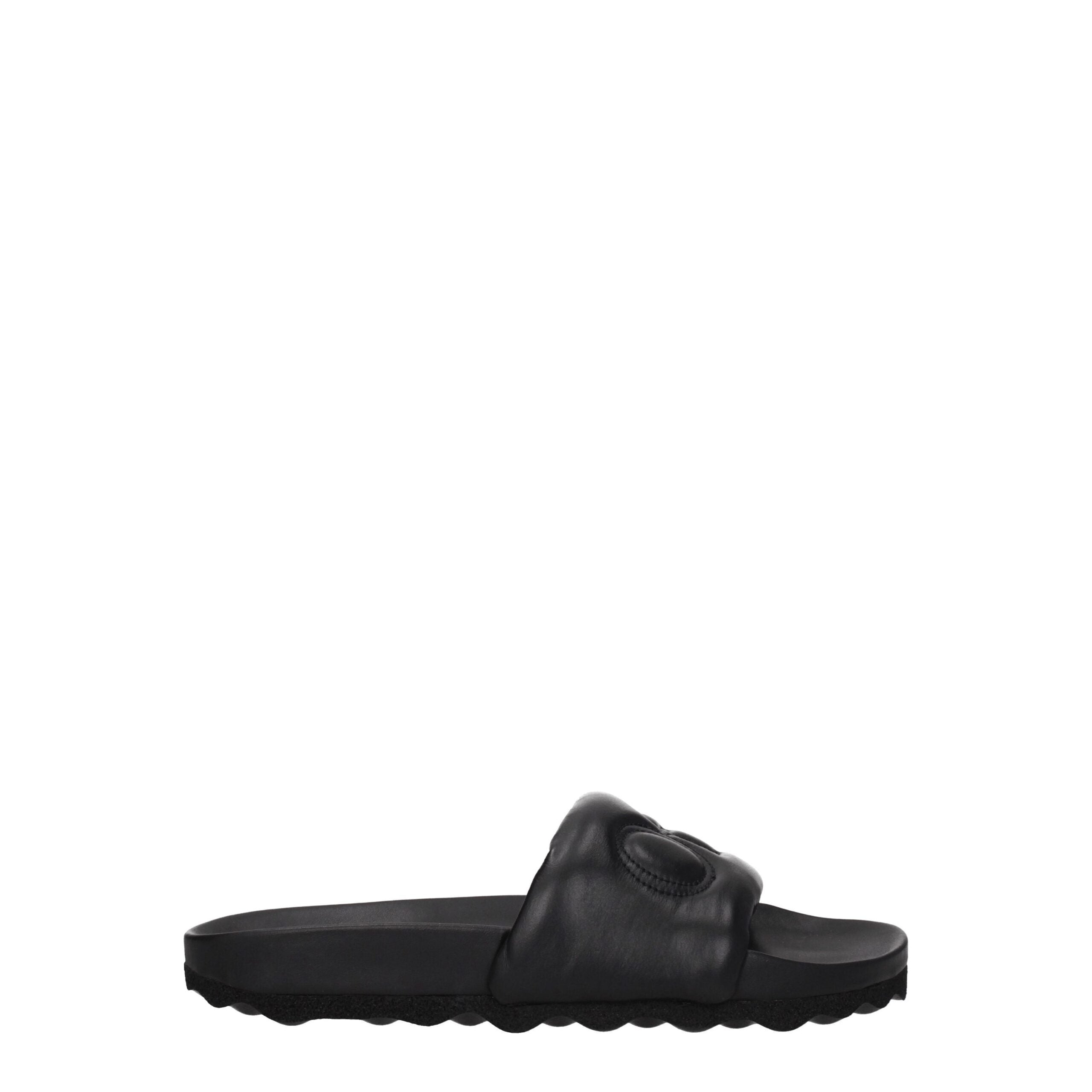 Off-White Black Leather Slippers Off-White