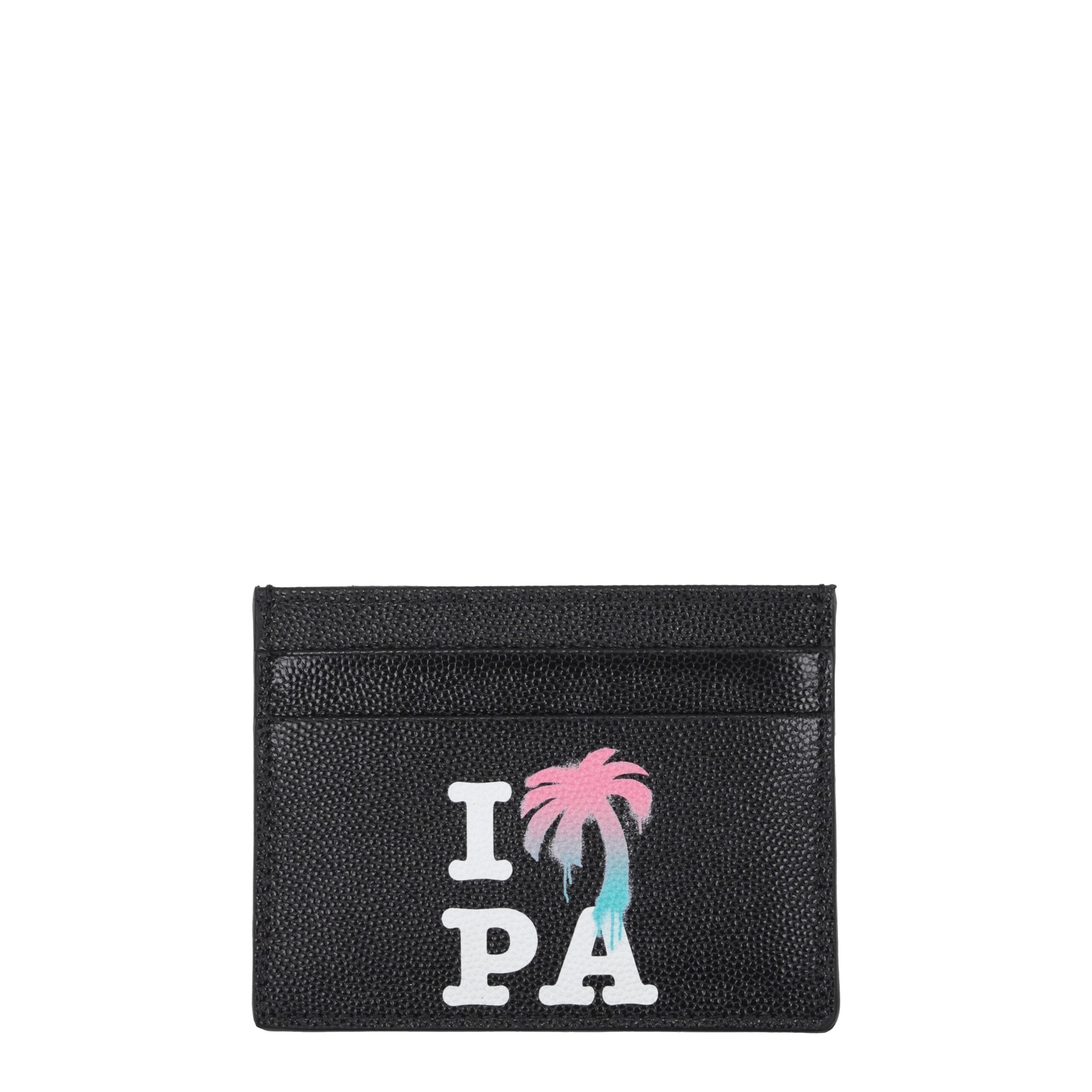 Palm Angels Black Leather Cardholder Palm Angels