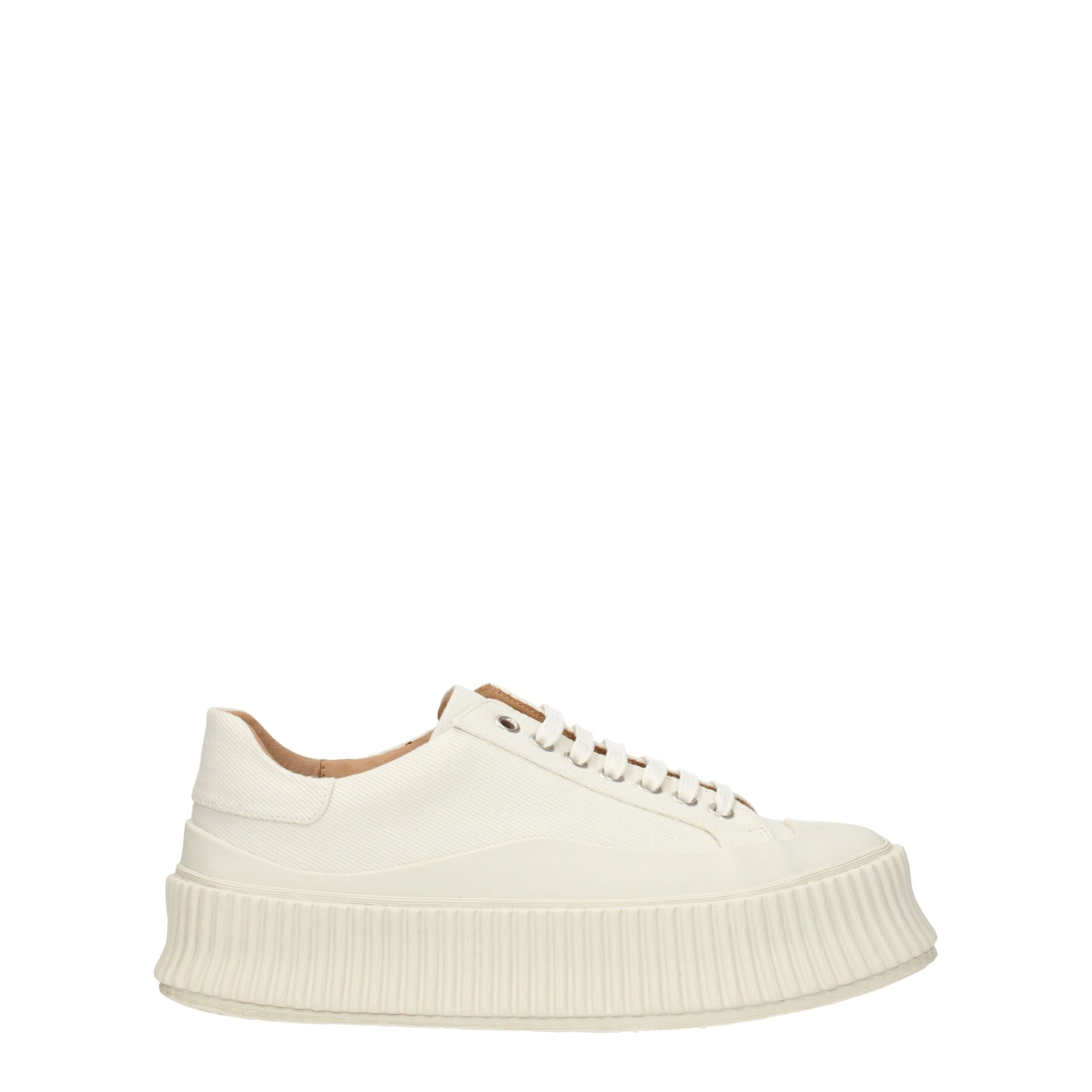 Jil Sander Aged-Effect Sneakers – White Fabric Jil Sander