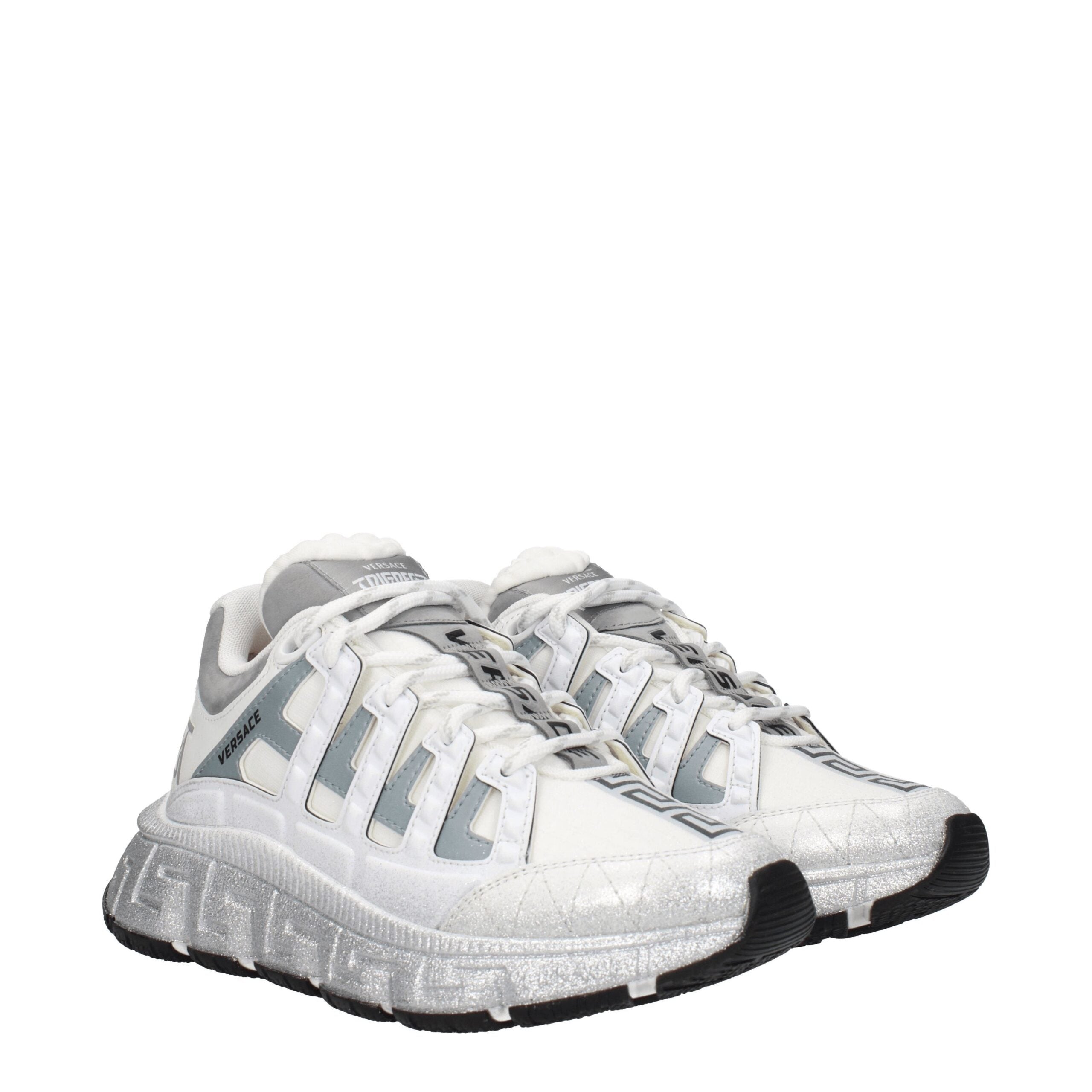 Versace Trigreca Sneakers – Wit & Zilver Leder | Maison Martin Versace
