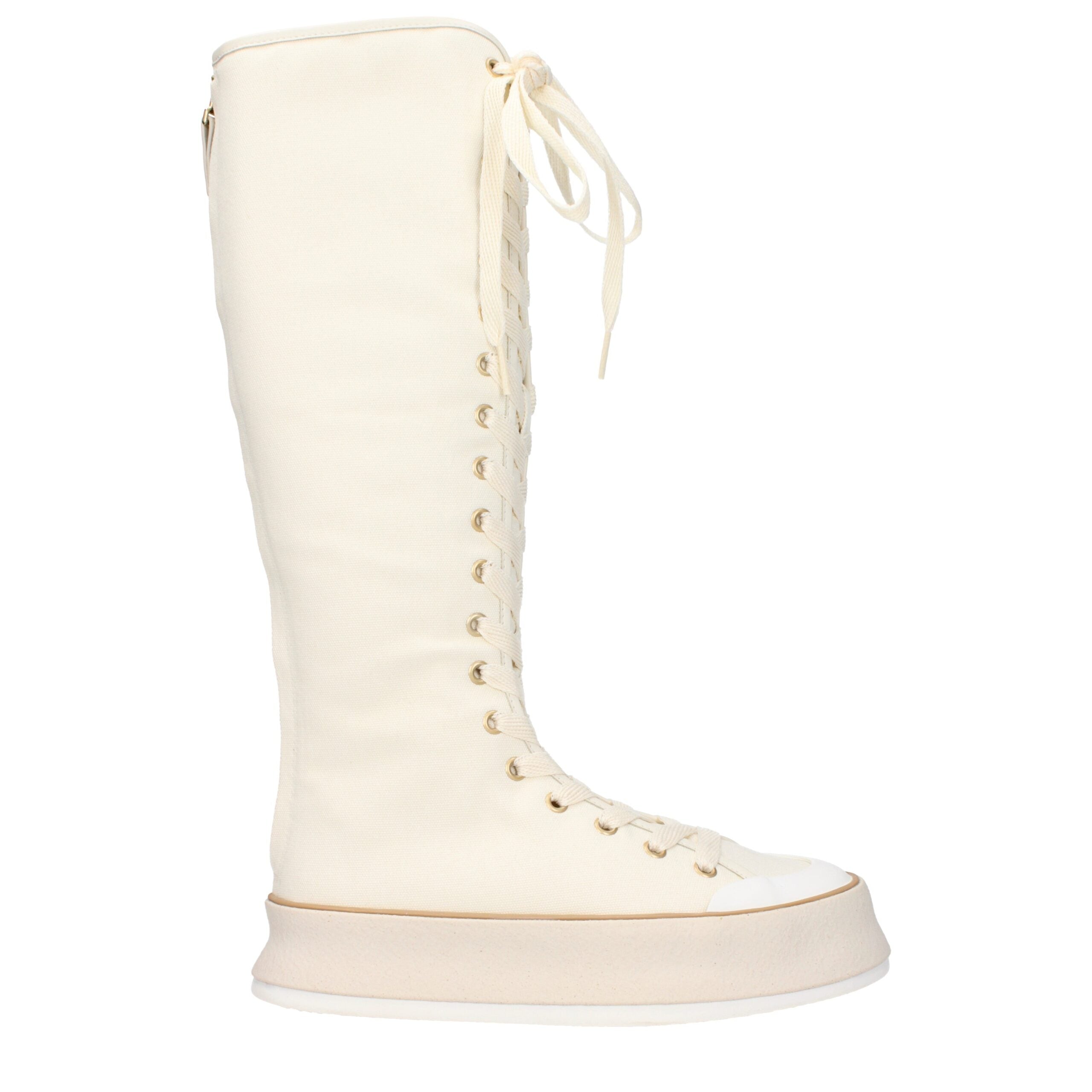 Max Mara Beige Fabric Lace-Up Boots Max Mara