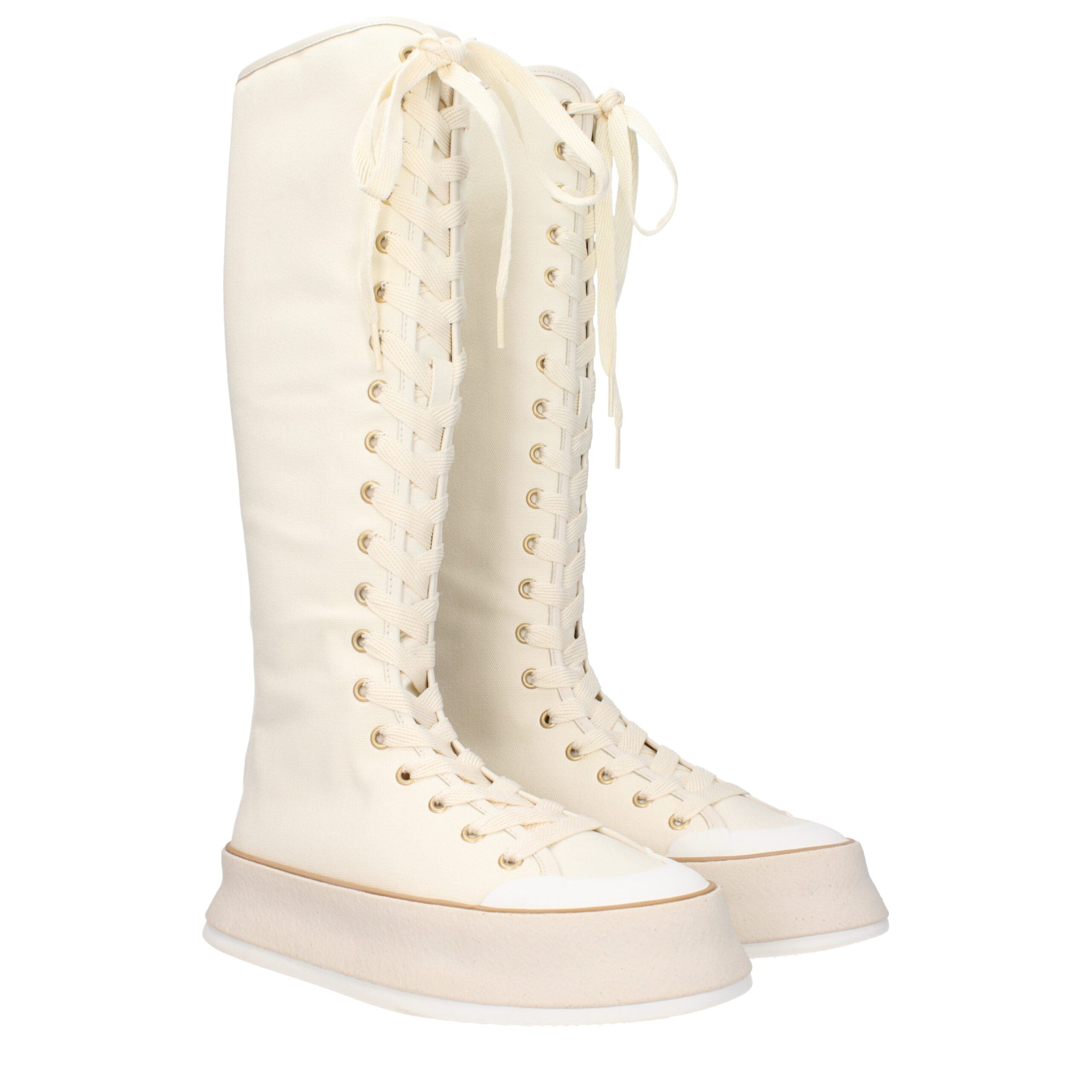 Max Mara Beige Fabric Lace-Up Boots Max Mara