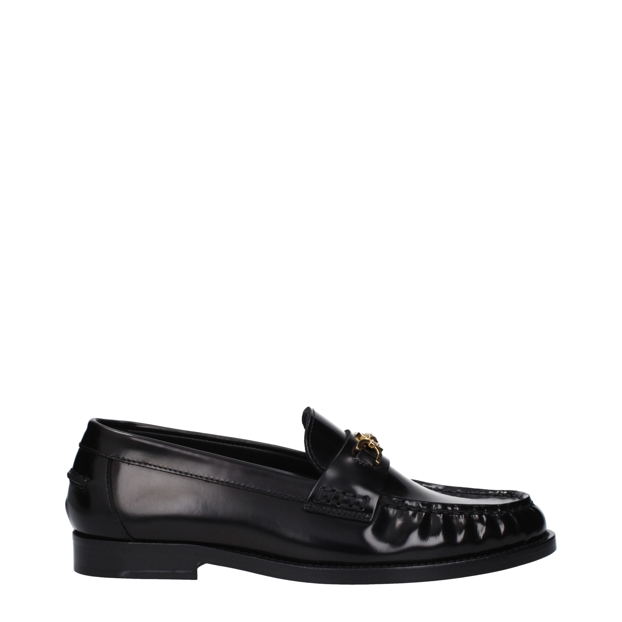 Versace Slip-On Loafers – Zwart Kalfsleer met Subtiel Logo