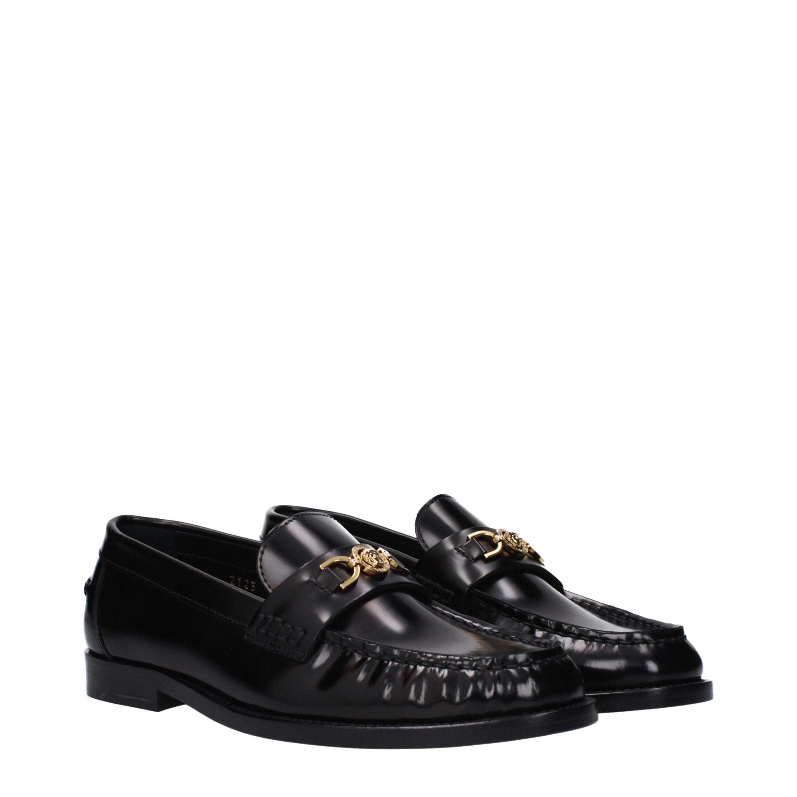 Versace Slip-On Loafers – Zwart Kalfsleer met Subtiel Logo