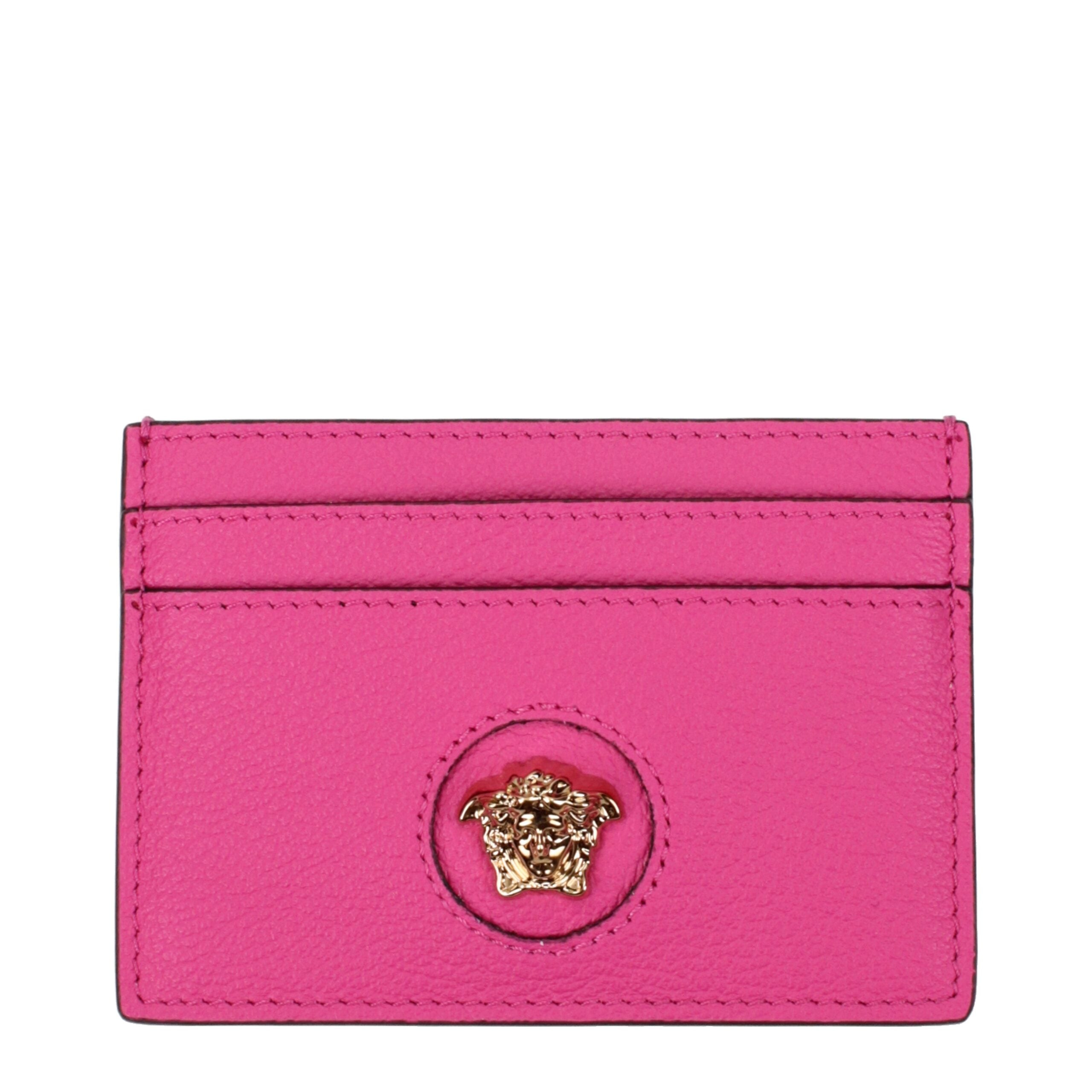 Versace Document Holder – Fuchsia Leer met Subtiel Logo