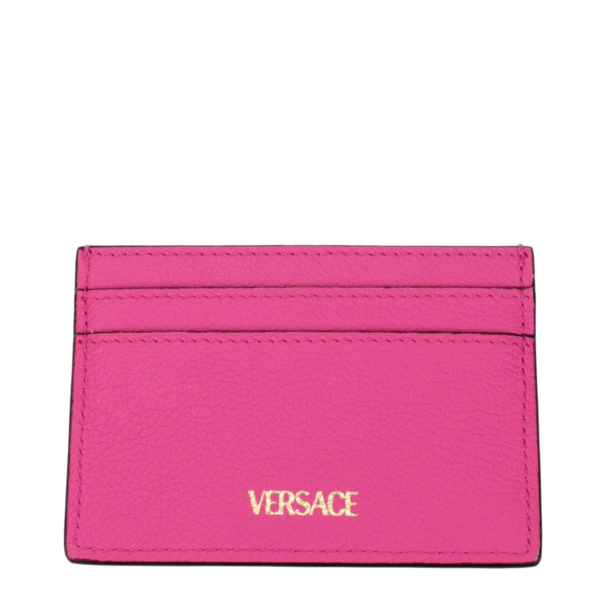 Versace Document Holder – Fuchsia Leer met Subtiel Logo