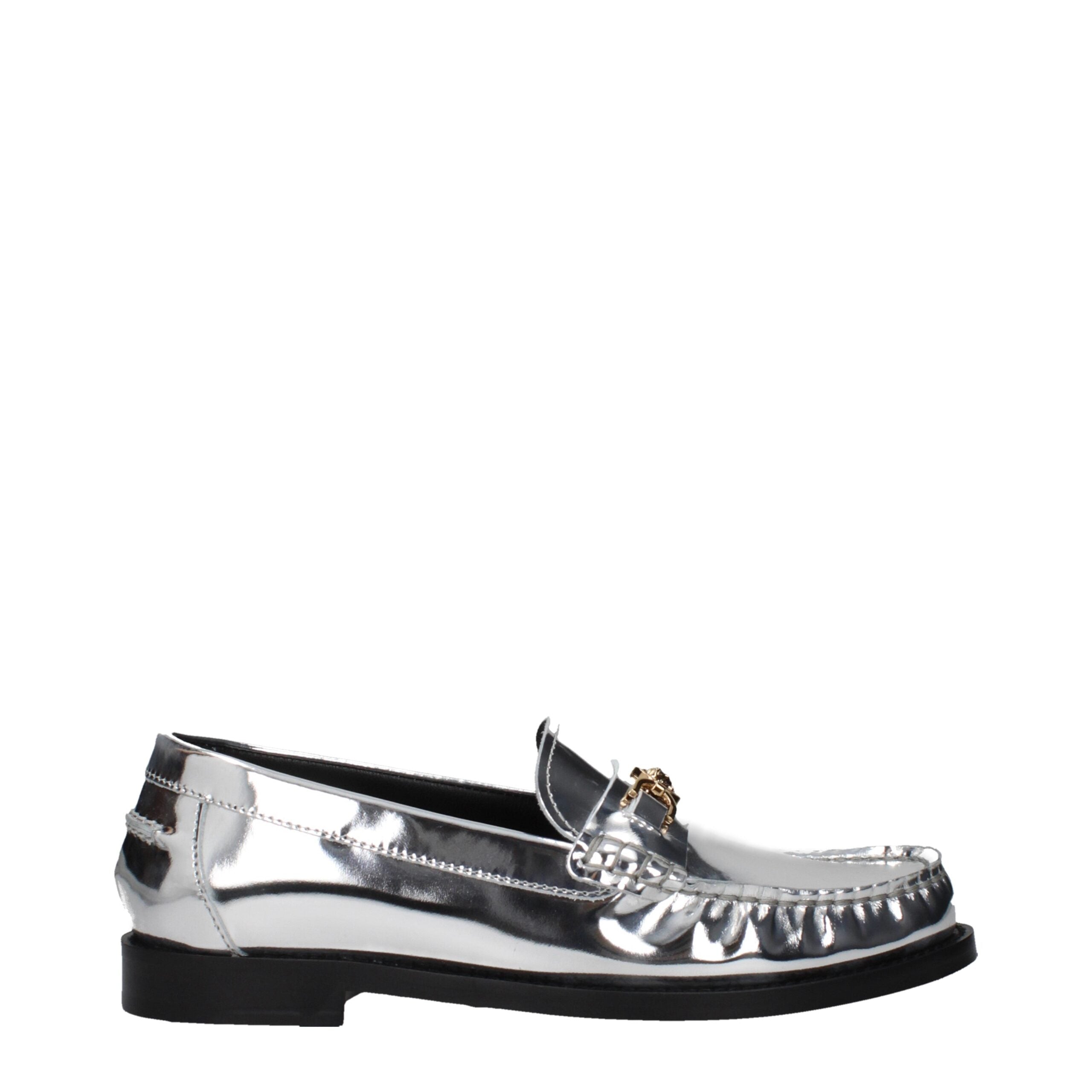 Versace Medusa Loafer – Zilver Metallic Leer met Iconisch Embleem