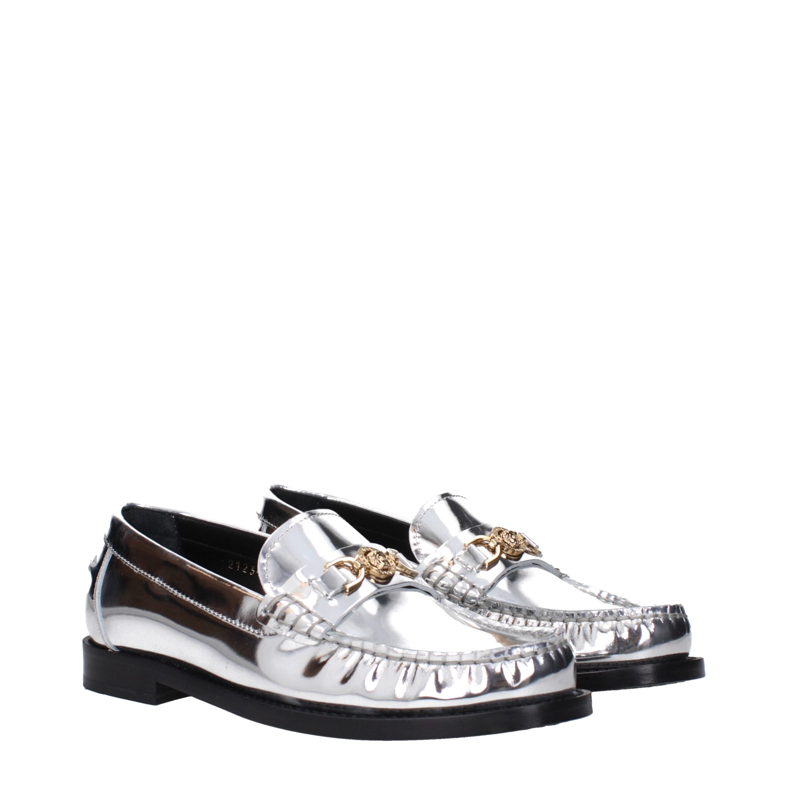 Versace Medusa Loafer – Zilver Metallic Leer met Iconisch Embleem