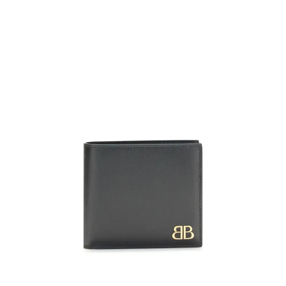 Balenciaga Black Calfskin Wallet with Gold Logo Plaque Balenciaga