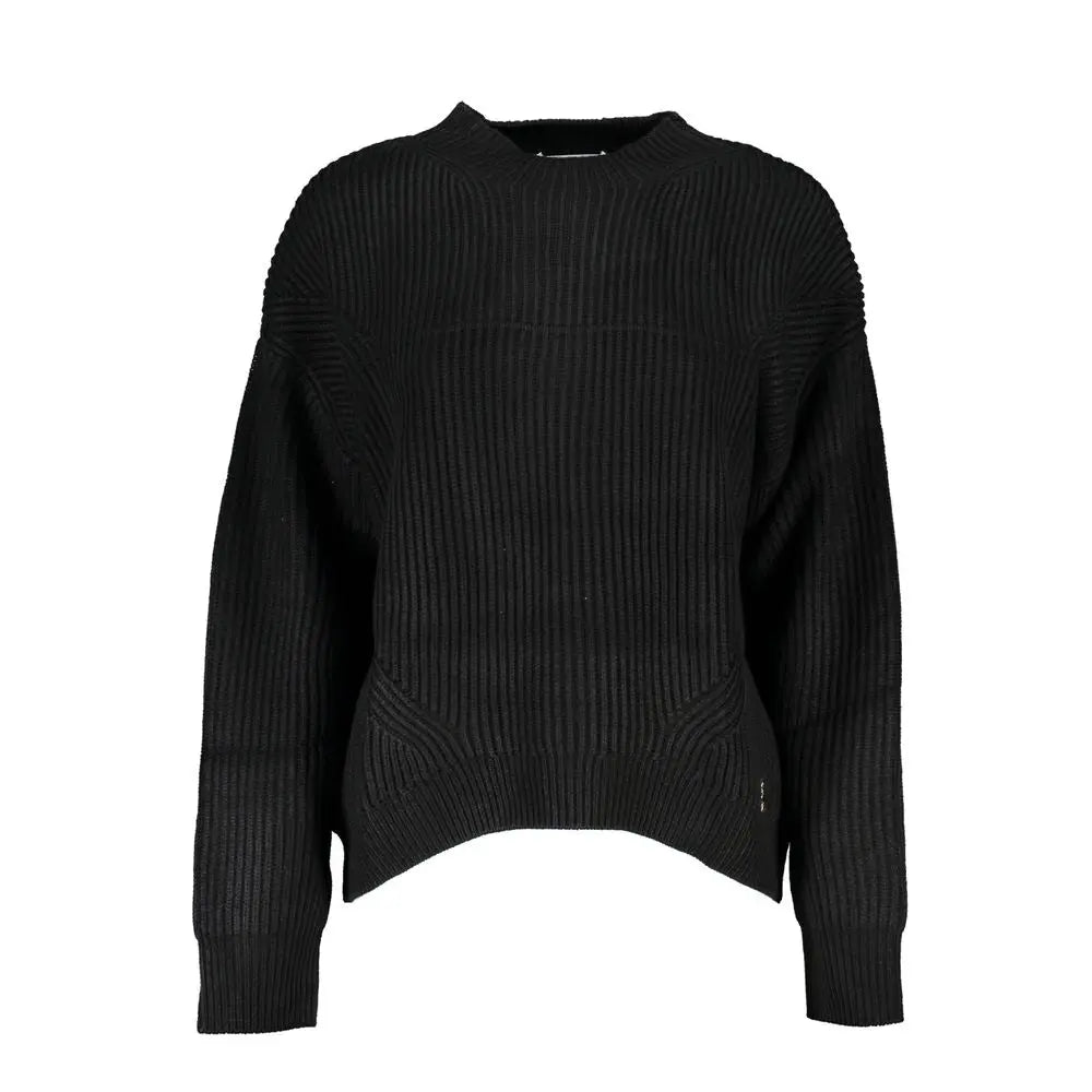 Patrizia Pepe Turtleneck Sweater – Black Structured Knit Patrizia Pepe
