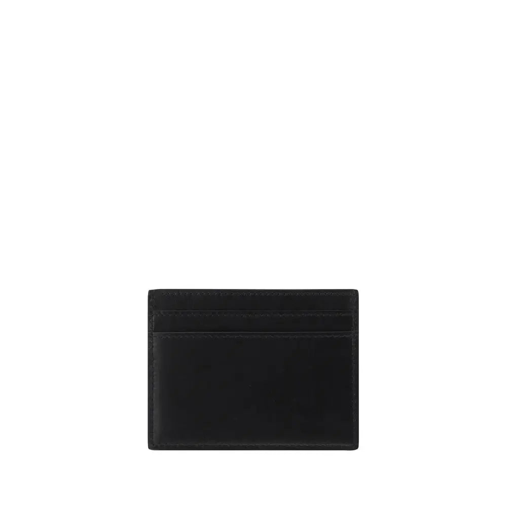 Saint Laurent Black Calfskin Card Holder with Embossed Monogram Saint Laurent