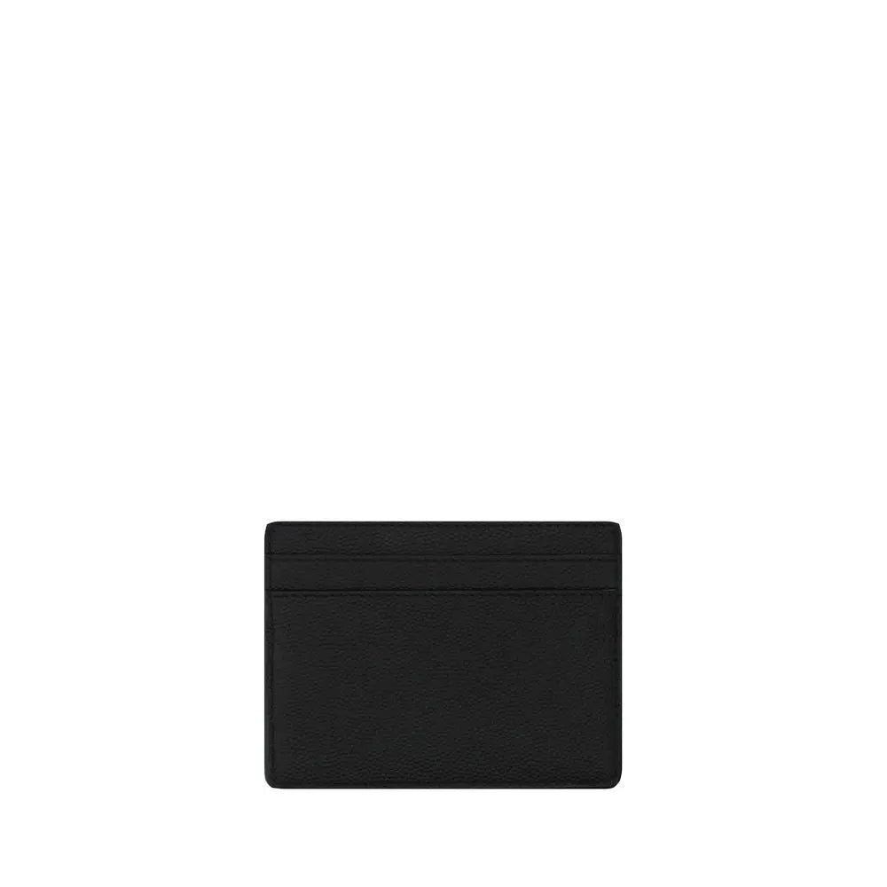Saint Laurent Black Grained Leather Card Holder with Embossed Logo Saint Laurent