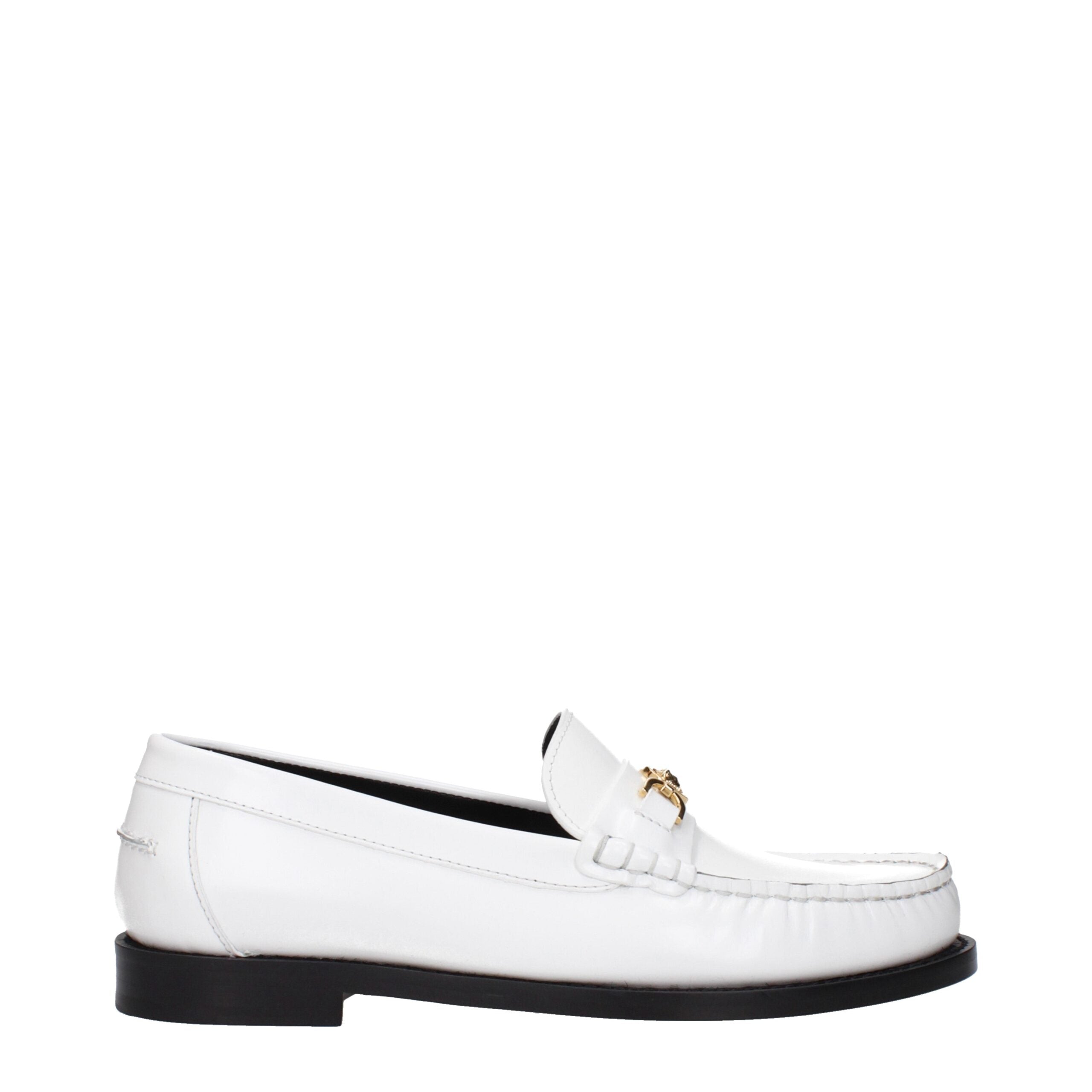 Versace Medusa Metallic Slip-On Loafer in Wit Kalfsleer | Maison Martin