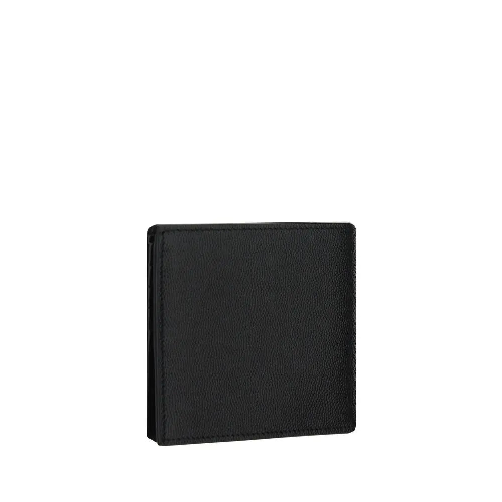 Saint Laurent Black Grained Calfskin Billfold Wallet with Press-Stamped Logo Saint Laurent