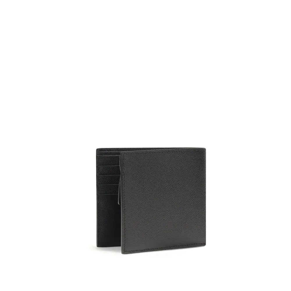Saint Laurent Black Calfskin Leather Wallet with Coin Compartment and Logo Detail Saint Laurent