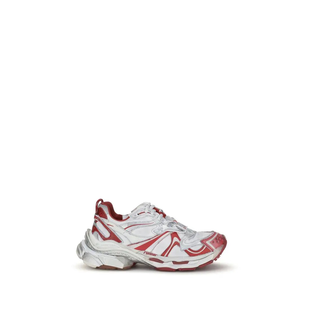 Balenciaga Runner 2 Red & White Mesh and Leather Sneakers Balenciaga