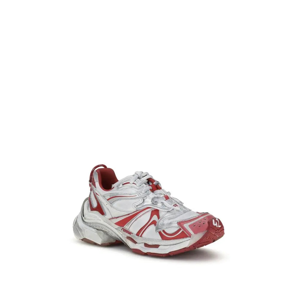 Balenciaga Runner 2 Red & White Mesh and Leather Sneakers Balenciaga