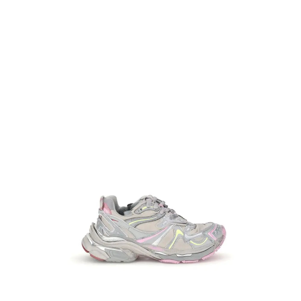 Balenciaga Runner 2.0 Grey & Pink Mesh Sneakers with Worn Effect Balenciaga
