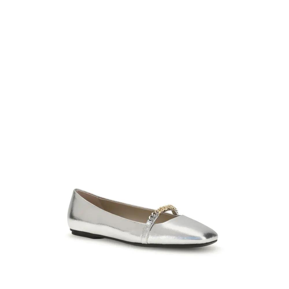 PINKO Silver Calf Leather Bos Taurus Ballet Flats PINKO