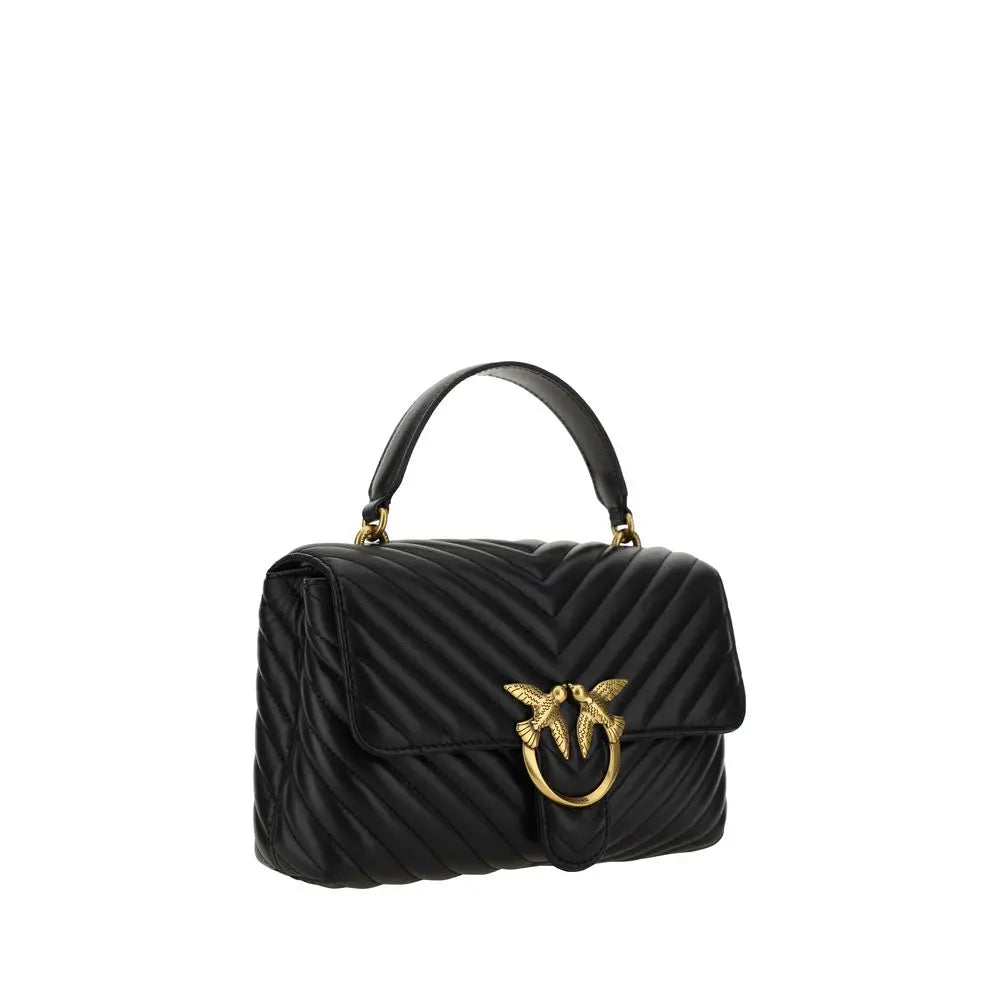 Pinko Love Lady Handbag – Zwart Kalfsleder Goudkleurige Hardware PINKO