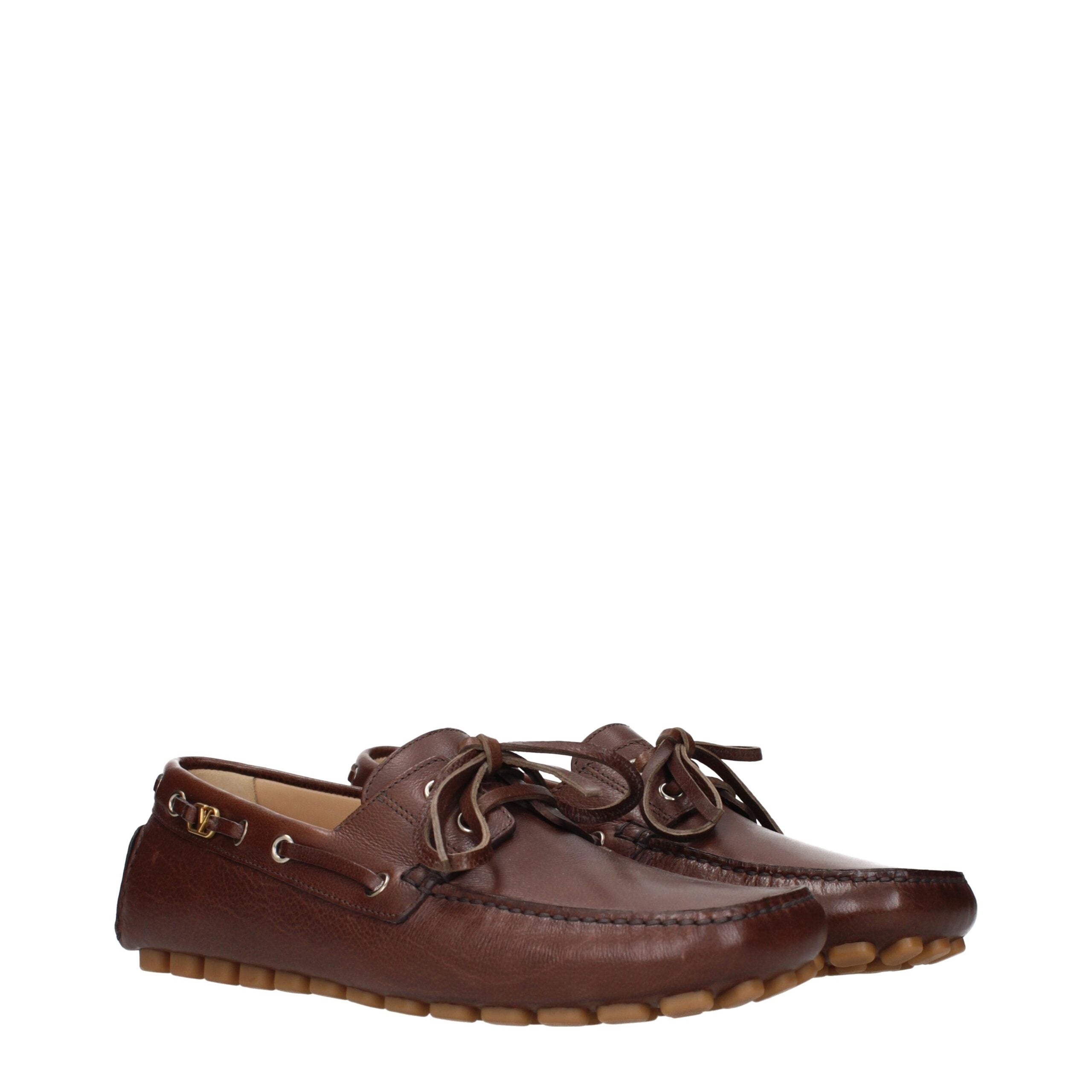Valentino Garavani Vintage Leather Loafers – Bruin met Goudaccent