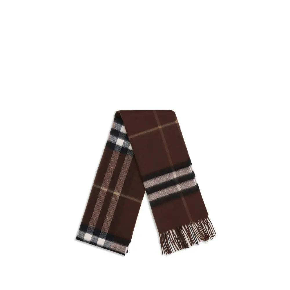 Burberry Cashmere Check Scarf – Bruin Kasjmier met Franjeafwerking Burberry