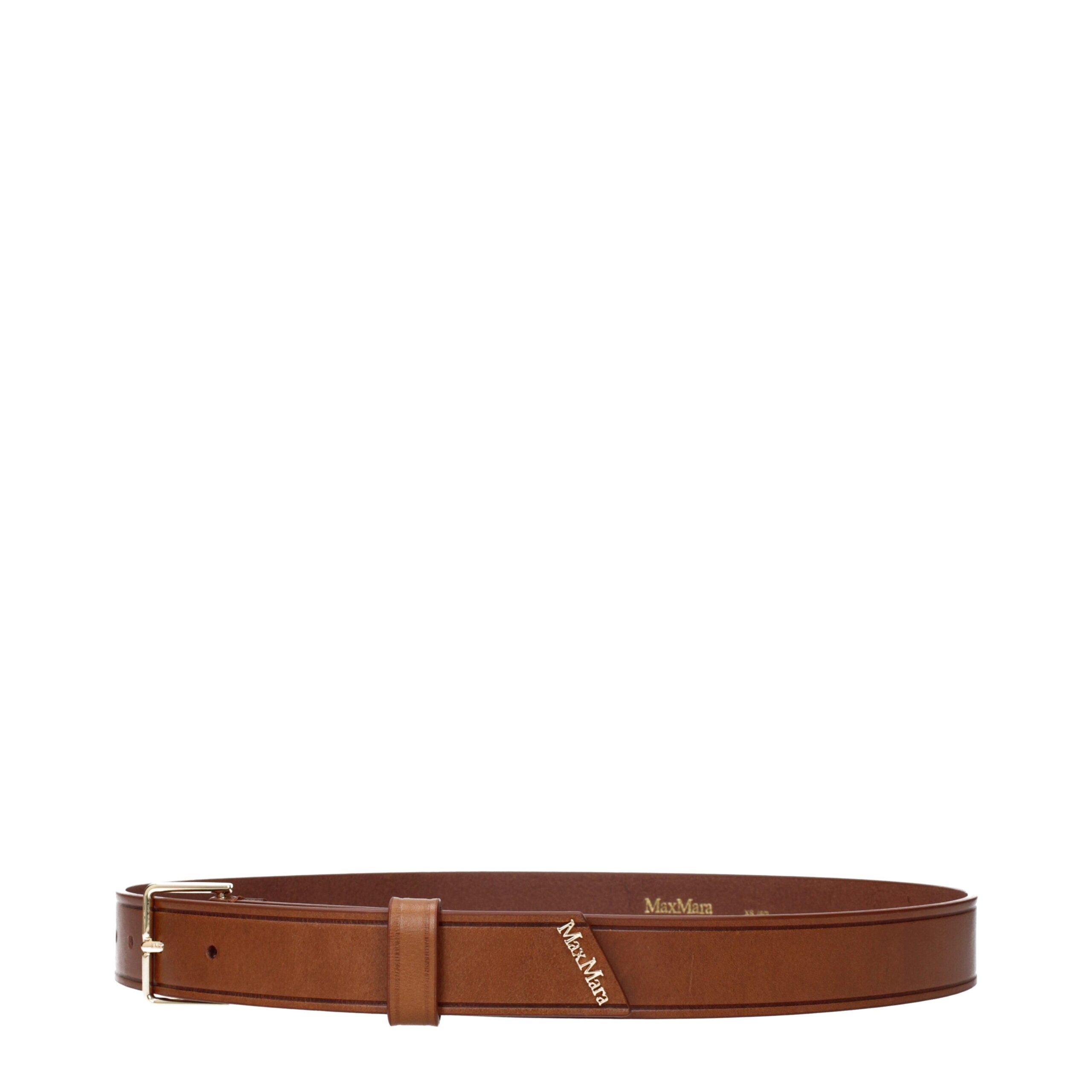 Max Mara Brown Leather Logo Belt