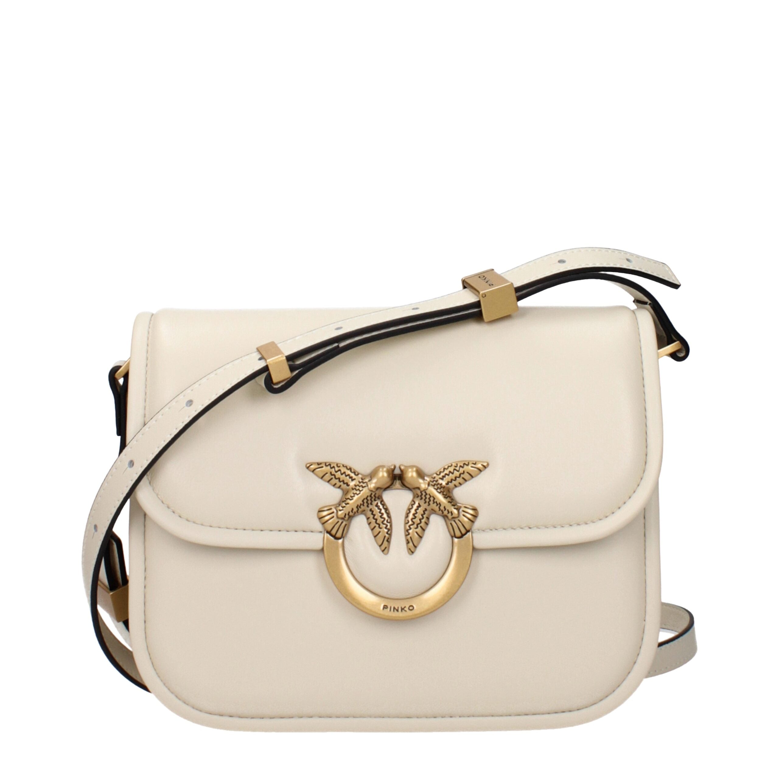 Pinko Love Lady Mini Crossbody Bag – Beige met Goudkleurige Hardware