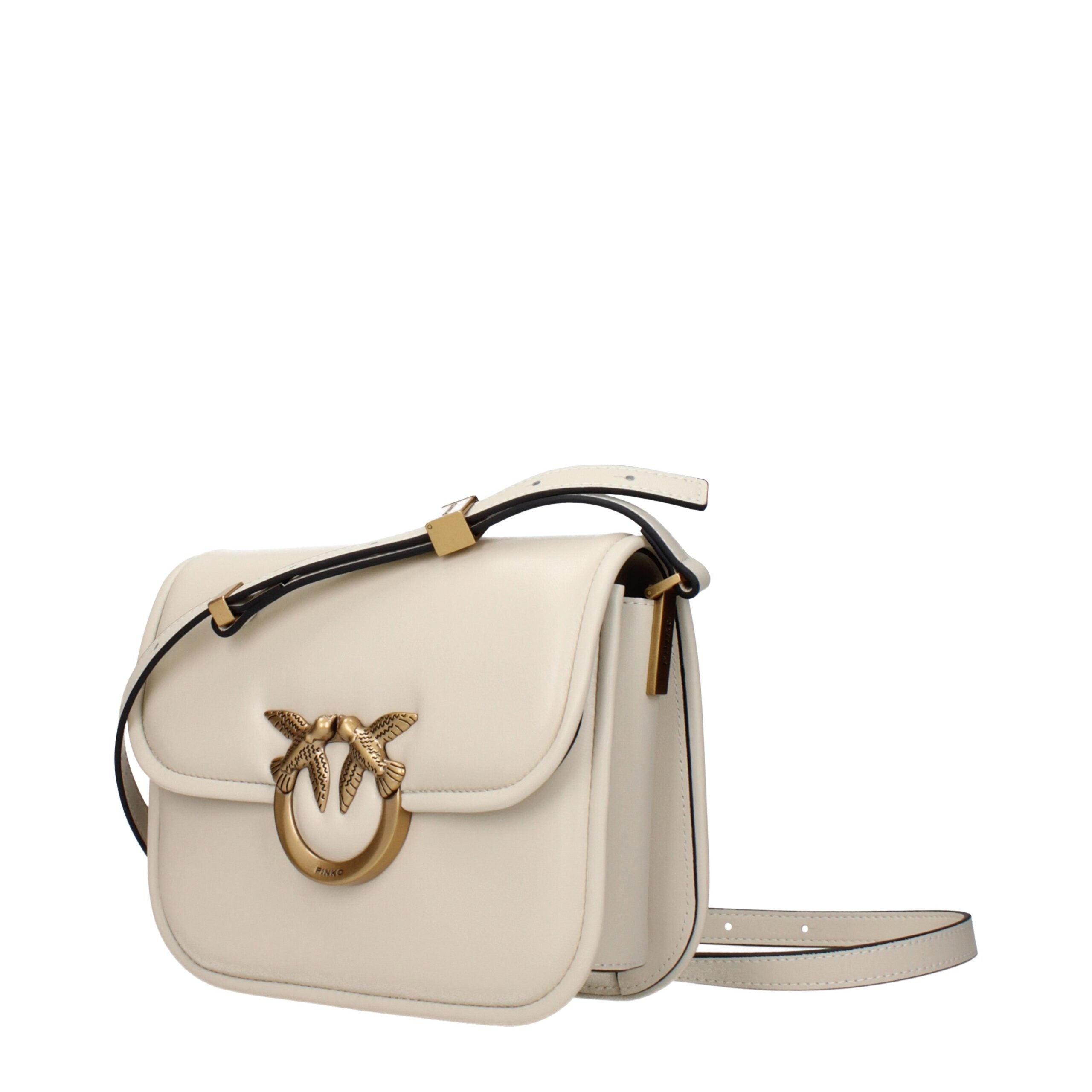 Pinko Love Lady Mini Crossbody Bag – Beige met Goudkleurige Hardware