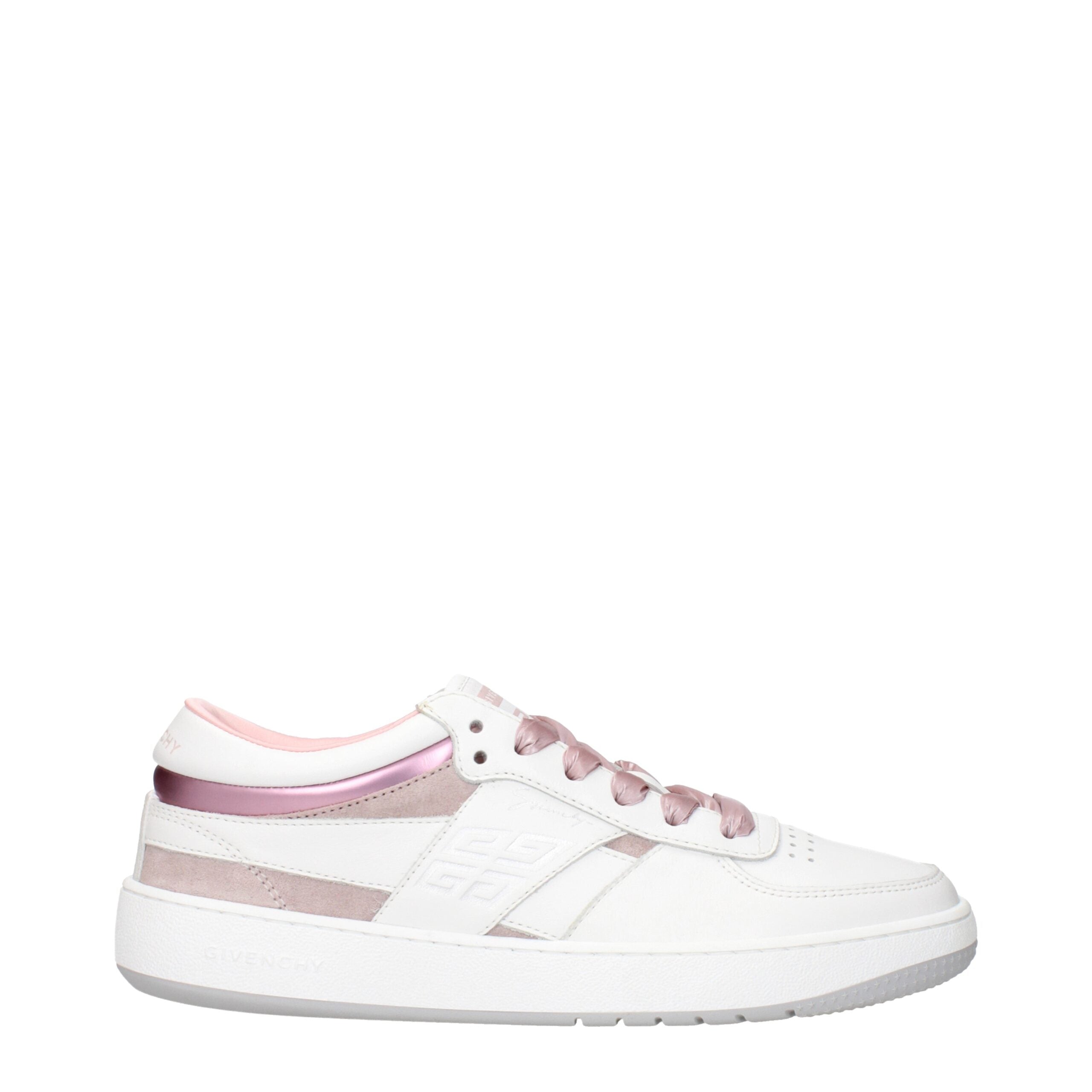 Givenchy White Leather Low Top Sneakers – Logo Details & Pink Accents