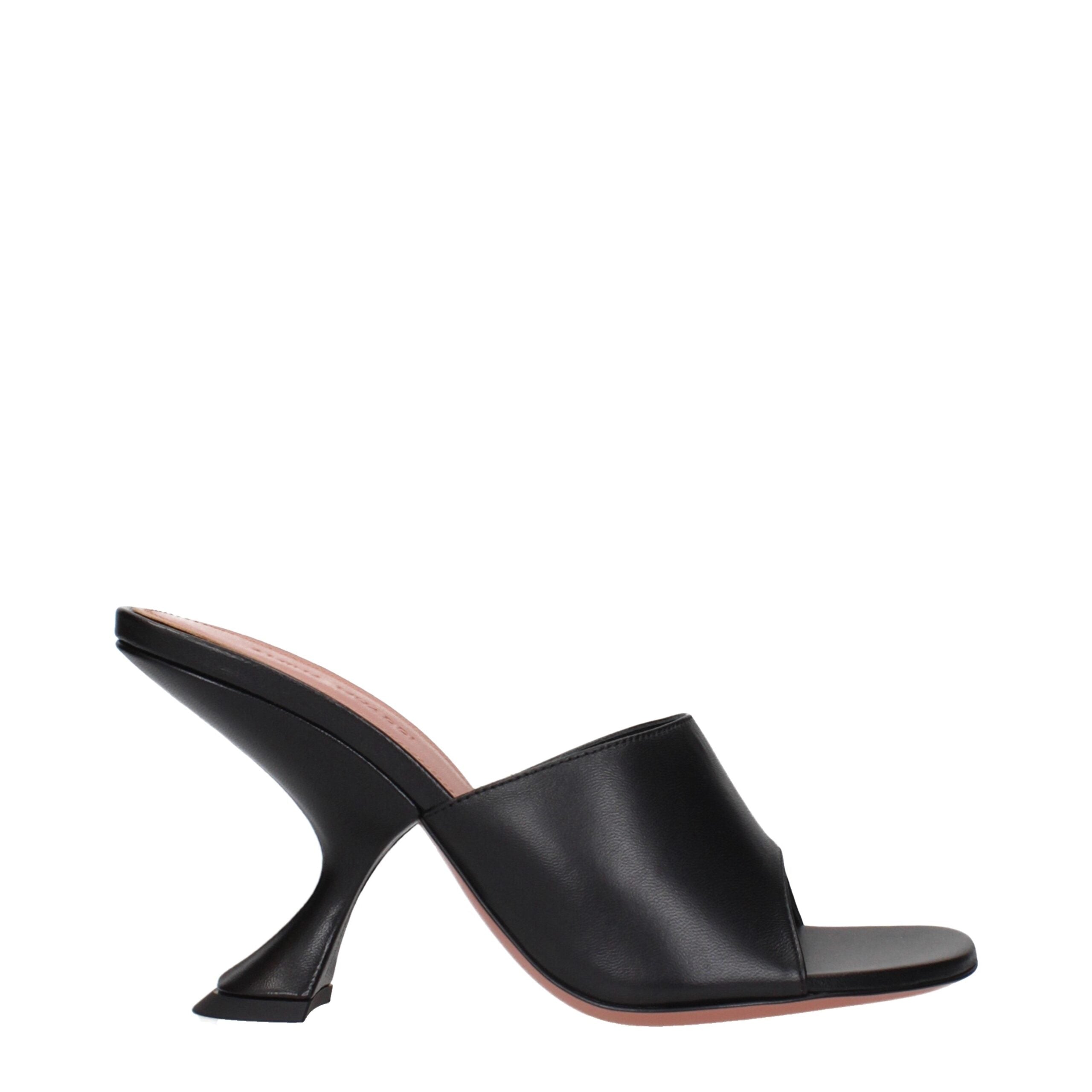 Amina Muaddi Taylor Slipper Sandals – Black Nappa Leather