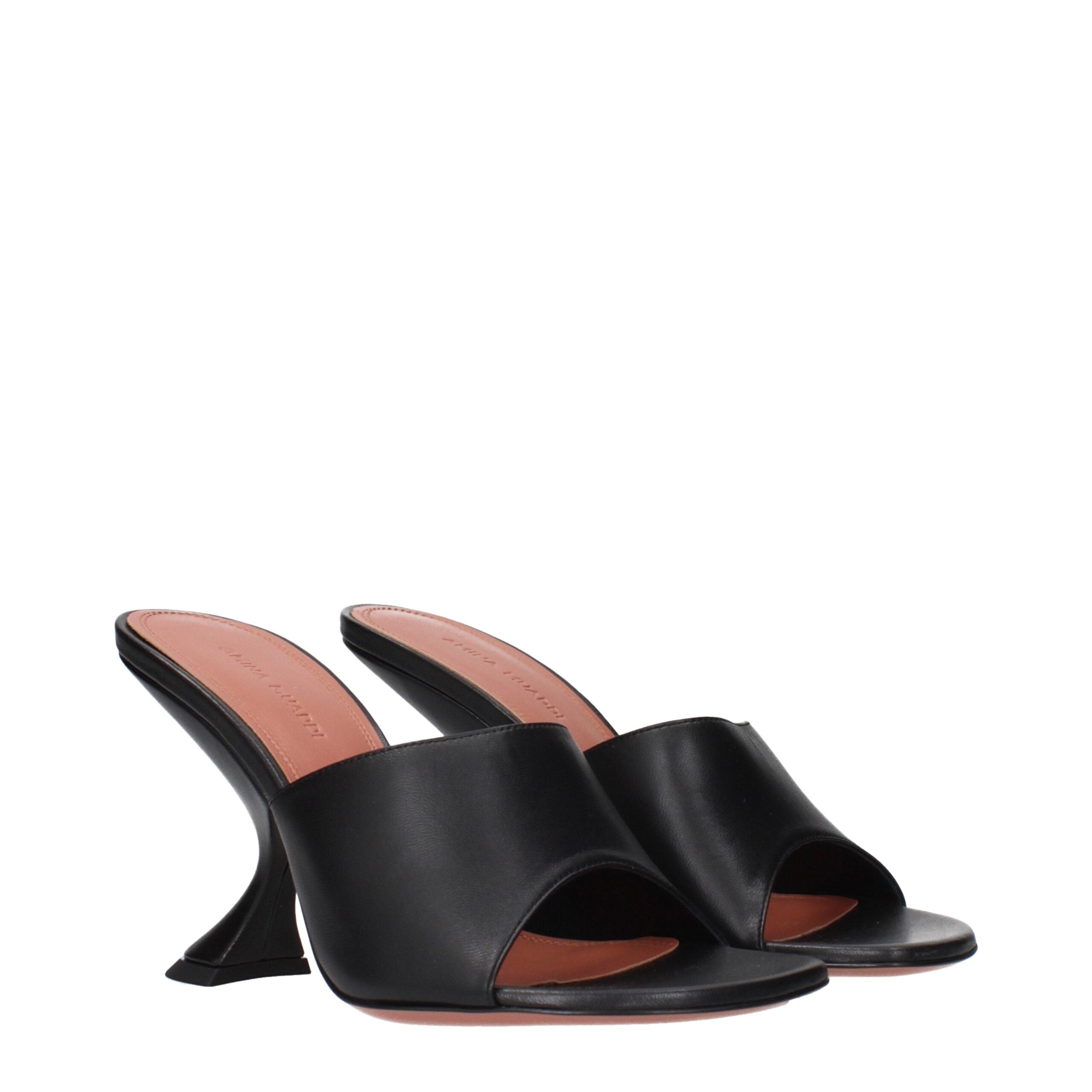 Amina Muaddi Taylor Slipper Sandals – Black Nappa Leather