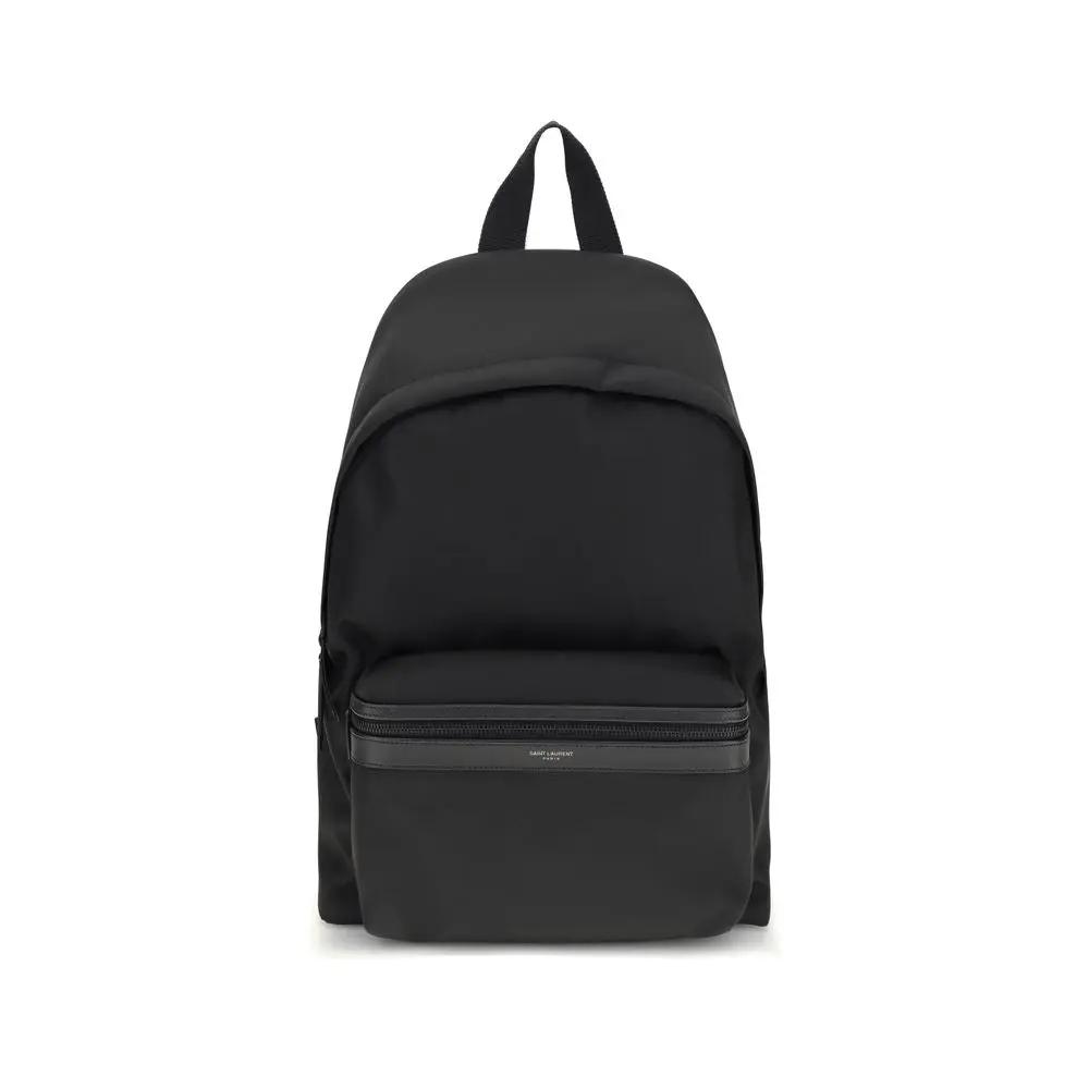 Saint Laurent City Black Recycled Polyamide Backpack with Matte Black Hardware Saint Laurent