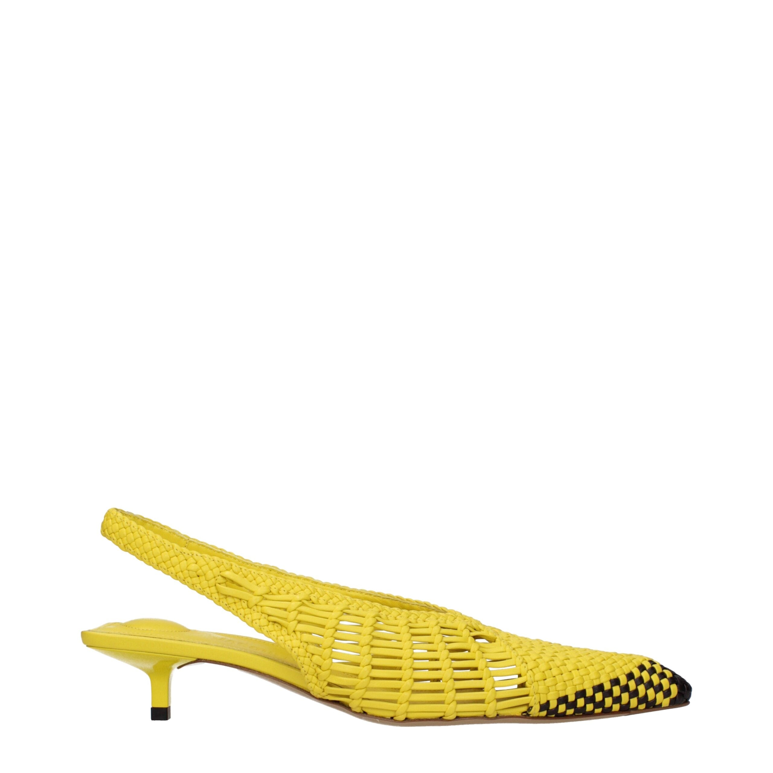 Jacquemus ultraluxe geel lederen platvormzolen sandalen