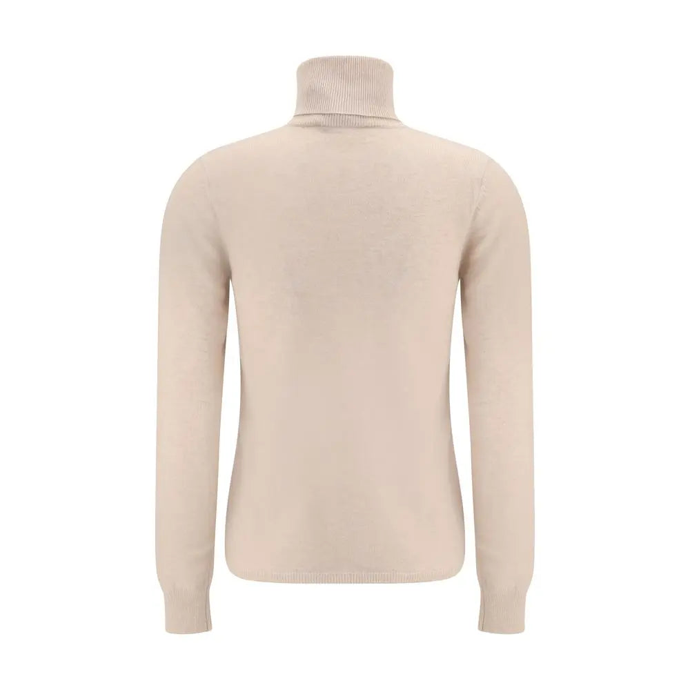 Max Mara Studio Beige Wool-Cashmere Slim Turtleneck Sweater Max Mara