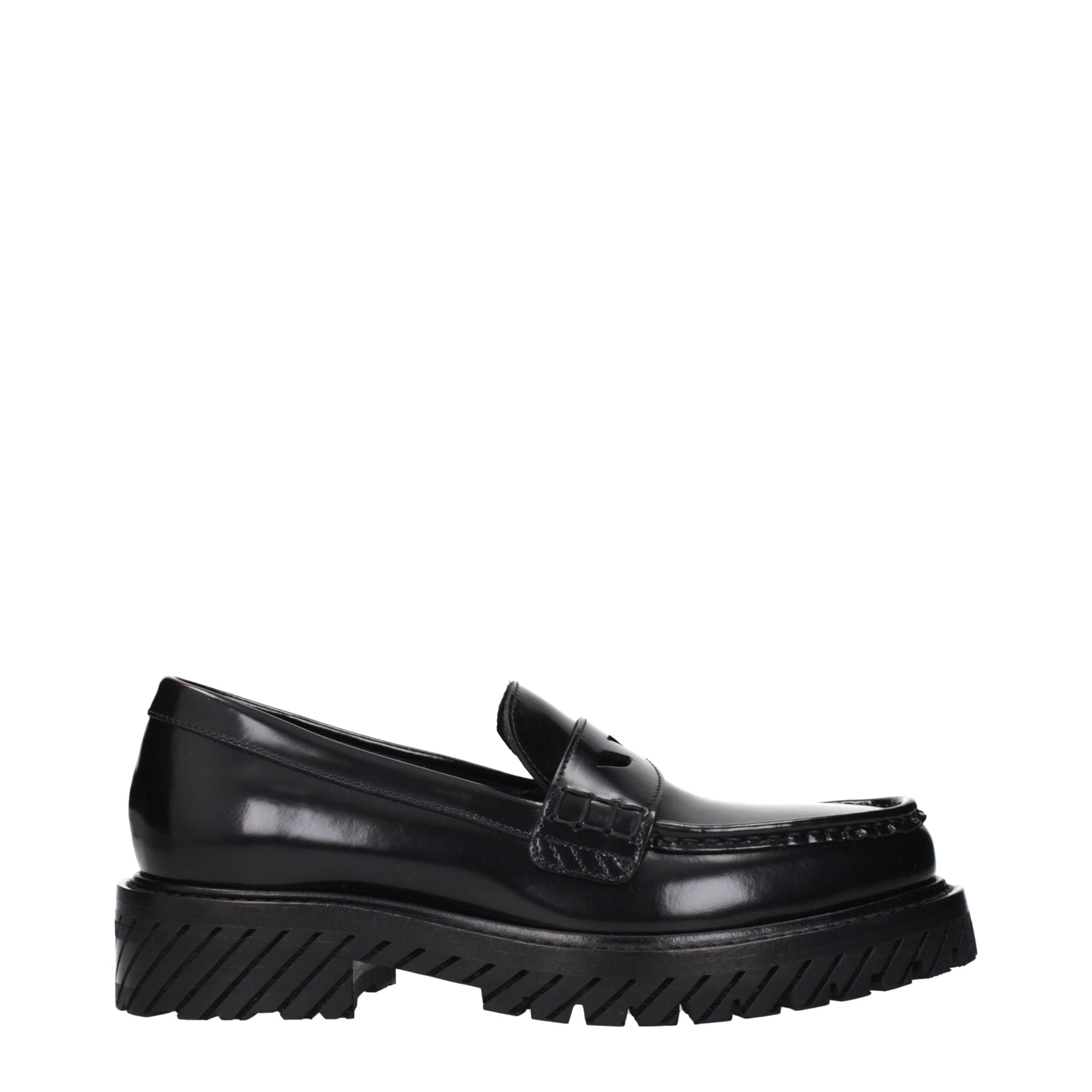 Off-White Leather Loafers – Zwart Kalfsleer met Minimalistische Signatuur