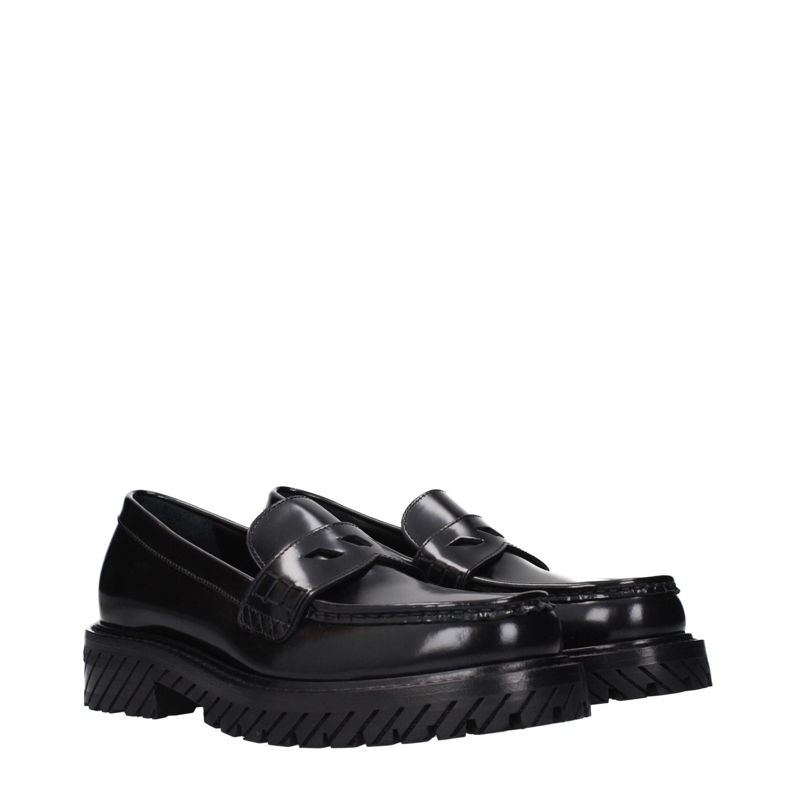 Off-White Leather Loafers – Zwart Kalfsleer met Minimalistische Signatuur