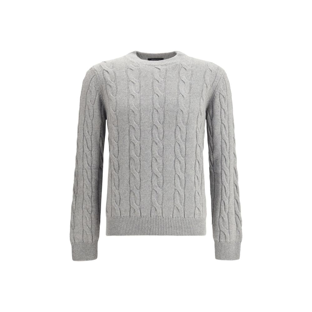 Aragona Cashmere Gray Braided Crewneck Sweater