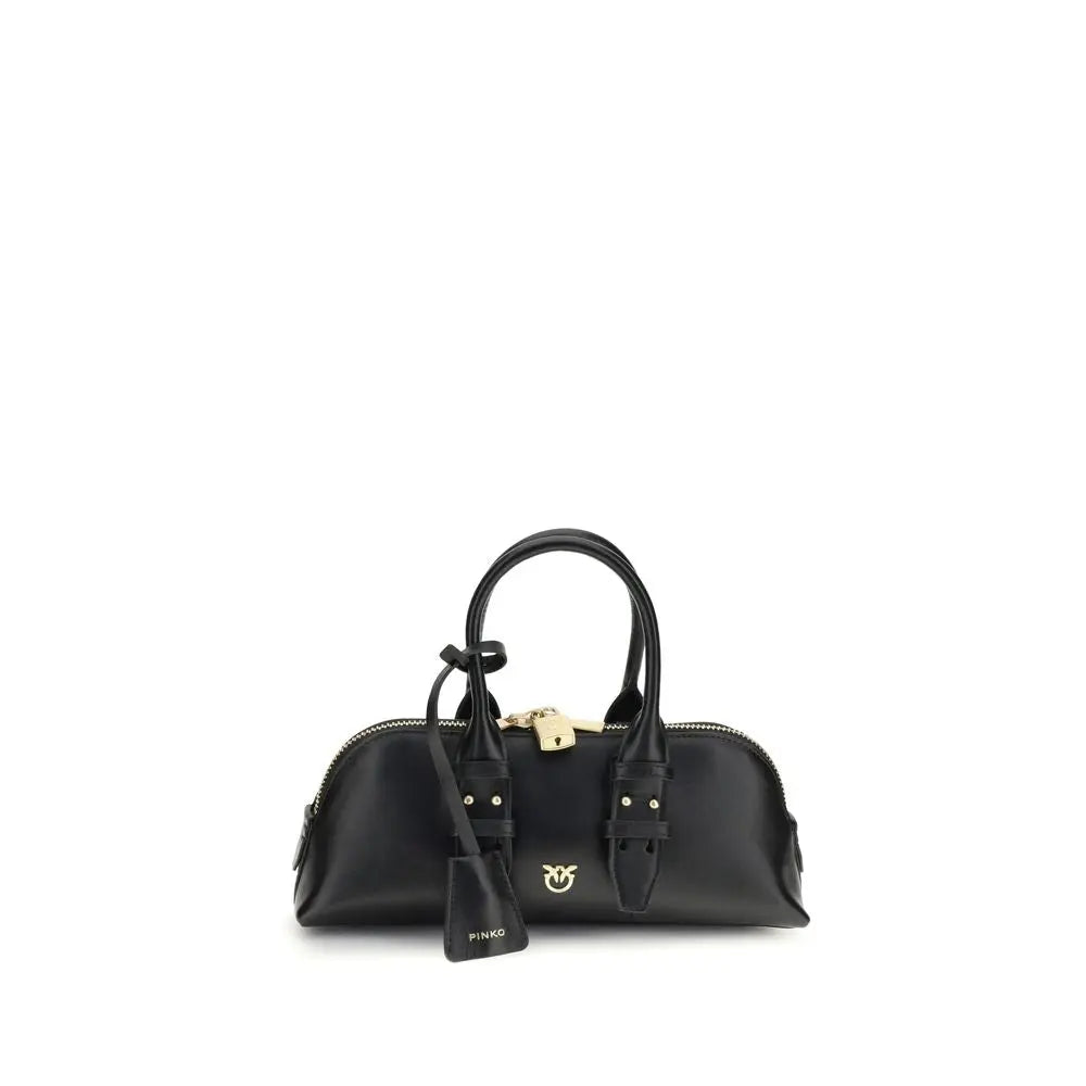 Pinko Escape Black Calfskin Baguette Bag with Love Birds Padlock PINKO