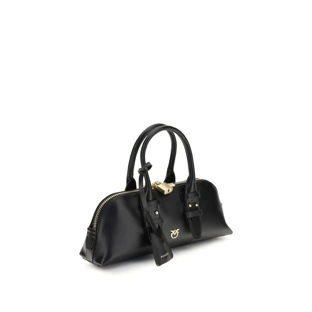 Pinko Escape Black Calfskin Baguette Bag with Love Birds Padlock PINKO